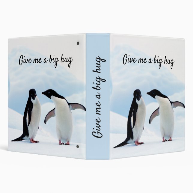 Big hug Penguin on ice photo with text Binder (Background)