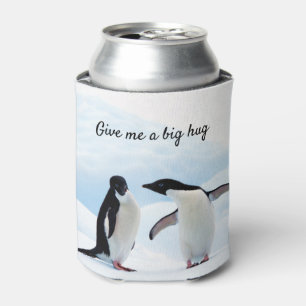 Big hug Penguin on ice photo with text Can Cooler