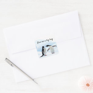 Big hug Penguin on ice photo with text Square Sticker