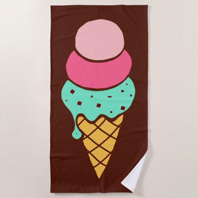 Big Ice Cream Cone Beach Towel Gift (Front)