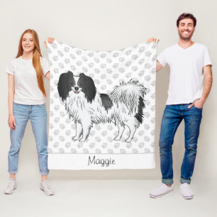 Big Image Of A Black And White Phalène With A Name Fleece Blanket