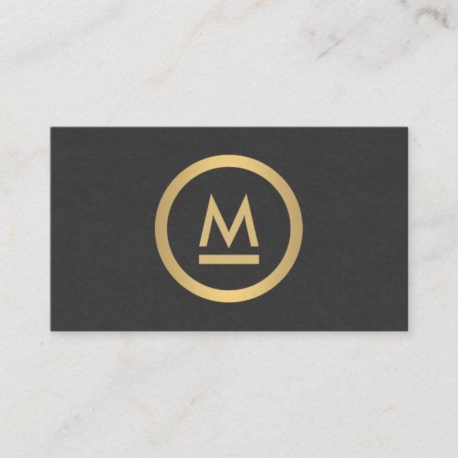 Big Initial Modern Monogram in Faux Gold Business Card (Front)