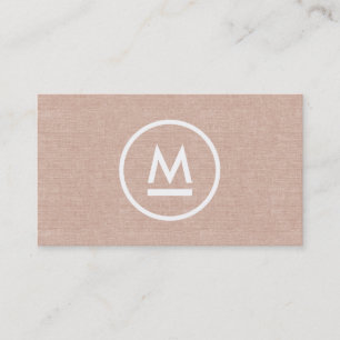 Big Initial Modern Monogram on Beige Linen Business Card