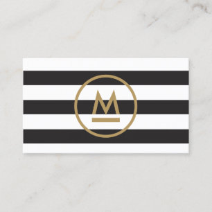 Big Initial Modern Monogram on Bold Stripes Business Card
