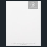 Big Initial Monogram on Grey Linen II Letterhead<br><div class="desc">Coordinates with the Big Initial Monogram on Grey Linen Business Card Template by 1201AM. Your initial is grounded with an accent line and then encircled to become a unique logo for your business or personal brand. © 1201AM CREATIVE</div>