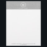 Big Initial Monogram on Grey Linen Letterhead<br><div class="desc">Coordinates with the Big Initial Monogram on Grey Linen Business Card Template by 1201AM. Your initial is grounded with an accent line and then encircled to become a unique logo for your business or personal brand. © 1201AM CREATIVE</div>