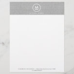 Big Initial Monogram on Grey Linen Letterhead<br><div class="desc">Coordinates with the Big Initial Monogram on Grey Linen Business Card Template by 1201AM. Your initial is grounded with an accent line and then encircled to become a unique logo for your business or personal brand. © 1201AM CREATIVE</div>