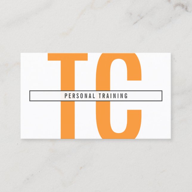 Big Initials Monogram in Orange and White Business Card (Front)