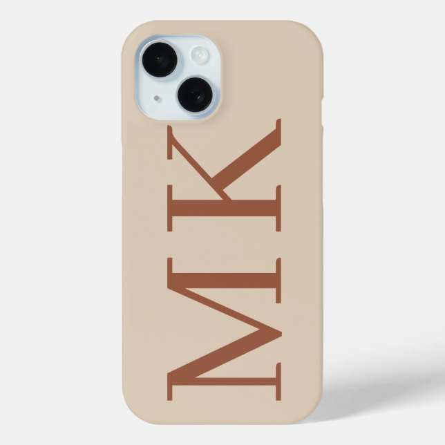 Big Initials Stylish Almond & Sienna Brown Case-Mate iPhone Case (Back)