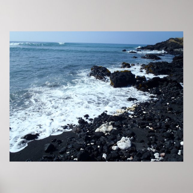 Big Island Hawaii black sand beach poster (Front)