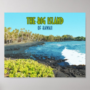 Big Island Hawaii Punalu’u Beach Vintage Poster