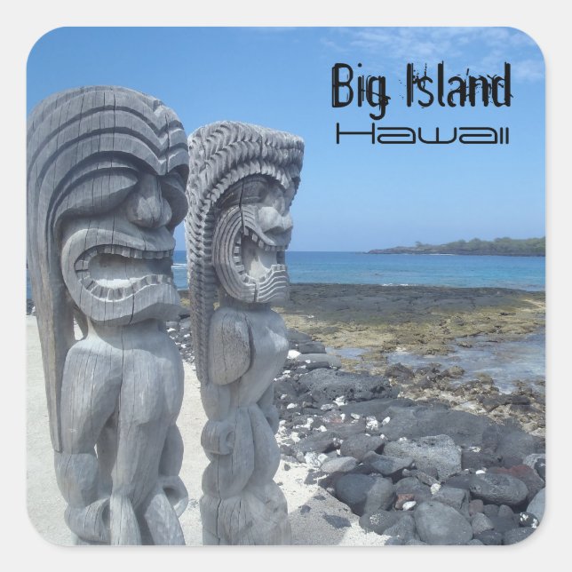 Big Island Hawaii riant tikis autocollants (Devant)