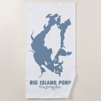 Big Island Pond New Hampshire Lake Silhouette Map Beach Towel