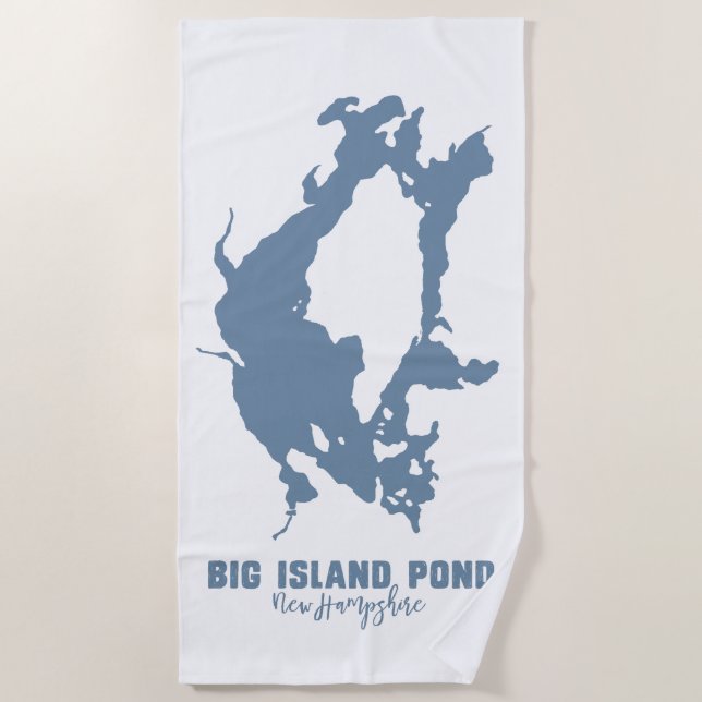 Big Island Pond New Hampshire Lake Silhouette Map Beach Towel (Front)