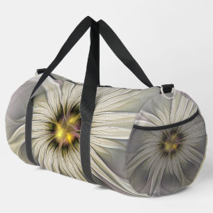 Big Ivory Flower, Abstract Modern Fractal Art Duffle Bag
