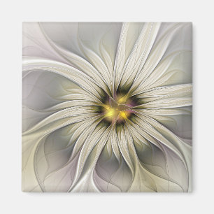Big Ivory Flower, Abstract Modern Fractal Art Magnet