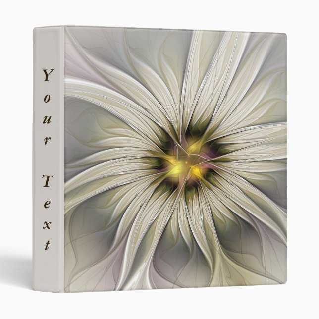 Big Ivory Flower, Abstract Modern Fractal Art Text Binder (Front/Spine)