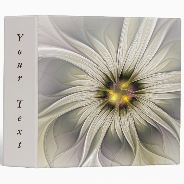 Big Ivory Flower, Abstract Modern Fractal Art Text Binder (Front/Spine)