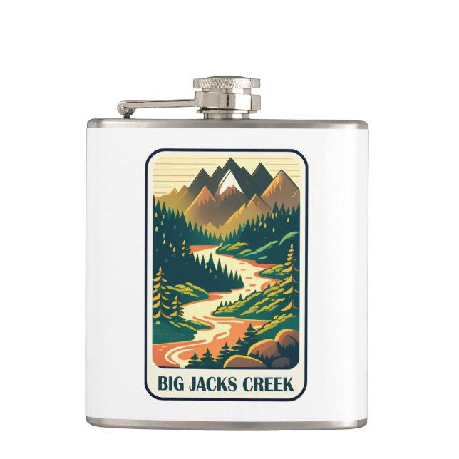 Big Jacks Creek Idaho Colours Hip Flask (Front)