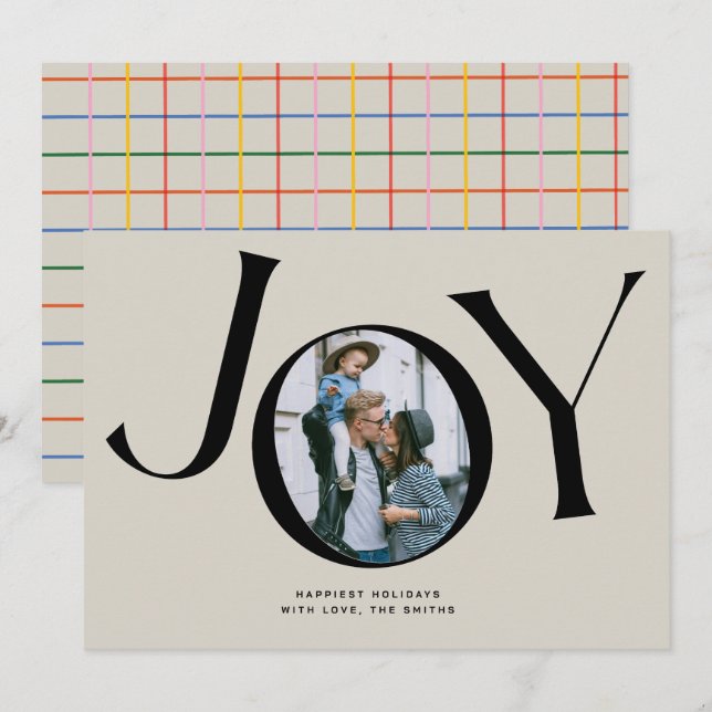 Big Joy Photo Card with Buffalo Plaid  (Front/Back)