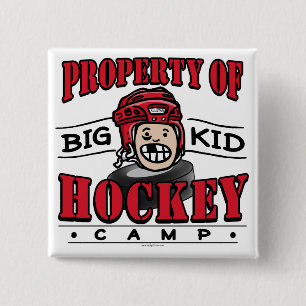 Big Kid Hockey Camp Red Helmet 2 Inch Square Button