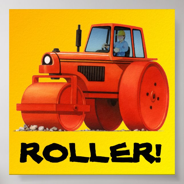 Big Kids Custom Construction Truck - Red Roller Poster (Front)