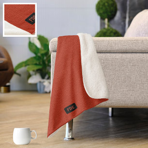 Big Knitted Stitch Look - Flame Orange-Red Sherpa Blanket