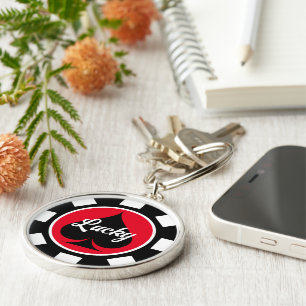 Big Las Vegas poker chip coin personalized large Keychain