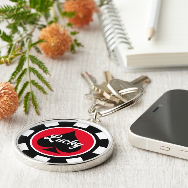 Big Las Vegas poker chip coin personalized large Keychain (Side)