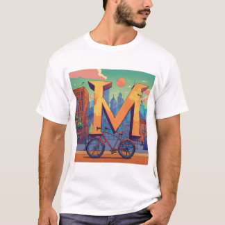 Big letter M with in the background a bicycle T-Shirt