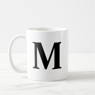 Big Letter Monogram Modern Minimal Black White Coffee Mug