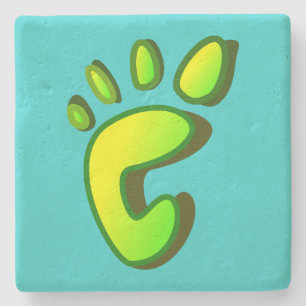 Big Lime Green Footprint Stone Coaster