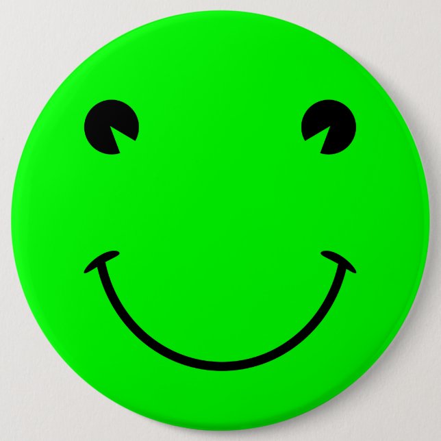 Big Lime Green Frog Smile 6 Inch Round Button (Front)