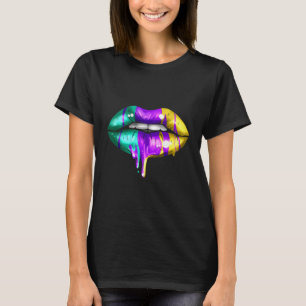 Big Lips In Green Purple And Yellow Golden For Mar T-Shirt