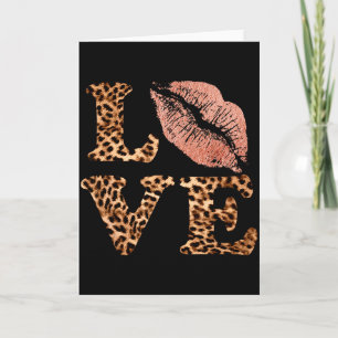 Big Lips Love Leopard Print Letters Pink Lips Vale Card