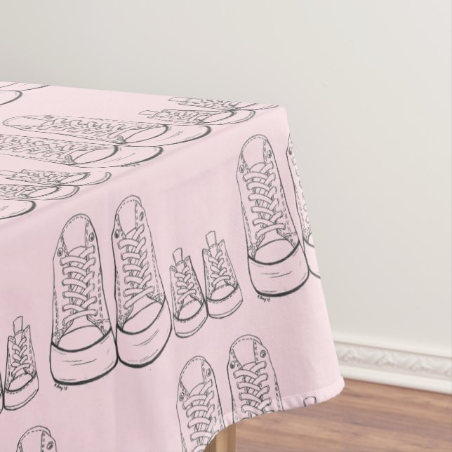 Big Little Shoes New Baby Shower Sneaker Pink Girl Tablecloth (In Situ)