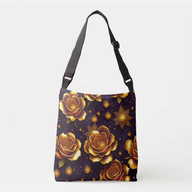 Big Luxury Gold Rose Modern Collection Crossbody Bag (Front)
