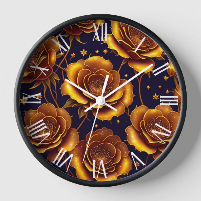 Big Luxury Gold Trendy Rose Collection Clock (Front)