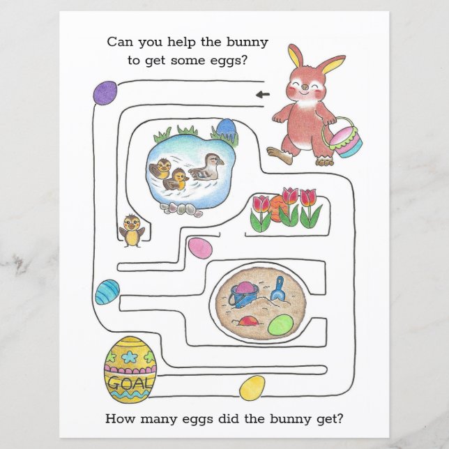 Big Maze Colouring Page Easter Bunny Activity Shee (Front)