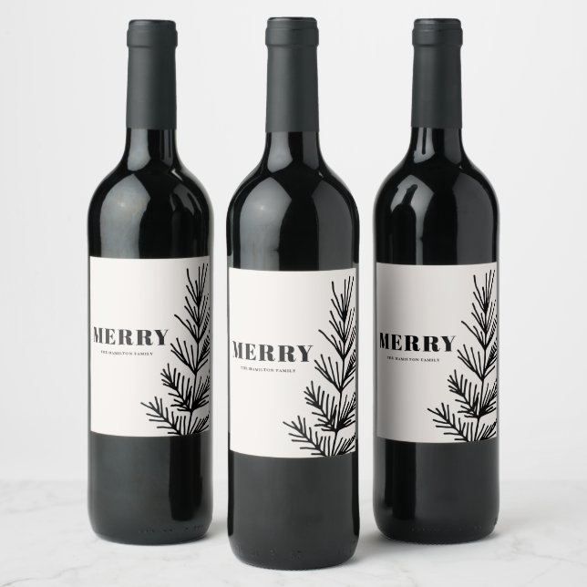 Big Merry & Leaves Wine Label (Bottles)