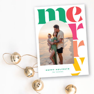 Big Merry Modern Arch Photo Holiday Card