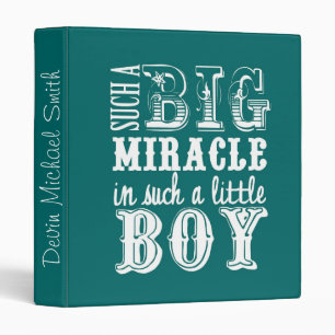 Big Miracle, Little Boy-Teal Baby Book Binder