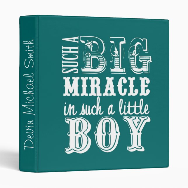 Big Miracle, Little Boy-Teal Baby Book Binder (Front/Spine)