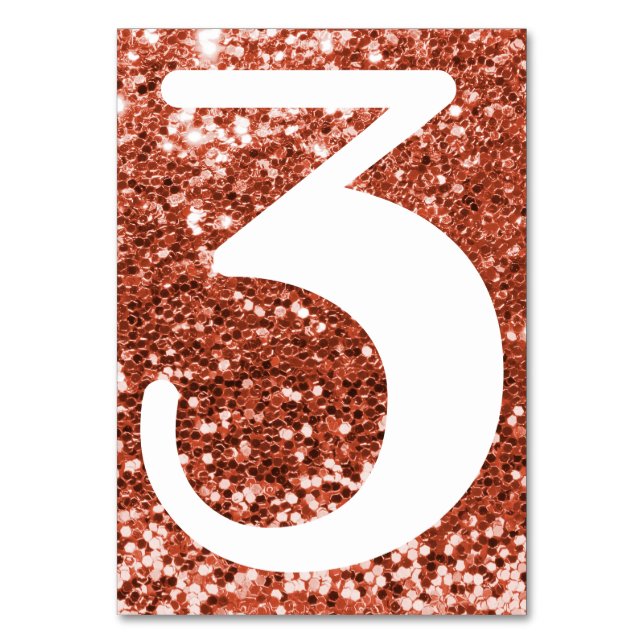 Big Modern Number Faux Copper Glitter Table Number (Front)