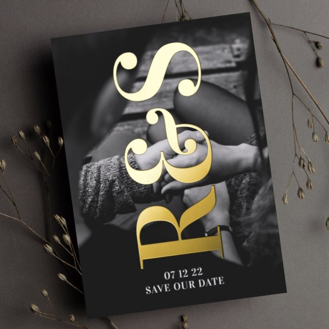 Big Monogram Bold Pressed Gold Foil Save The Date (Creator Uploaded)