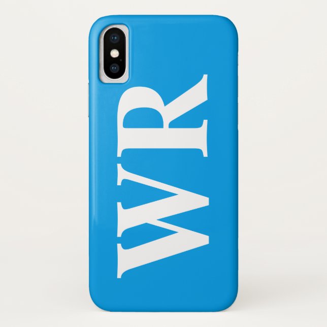 Big Monogram Letters Sky Blue and White Bold Style Case-Mate iPhone Case (Back)