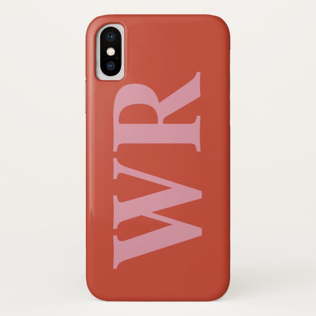 Big Monogram Letters Soft Red and Pink Bold Style Case-Mate iPhone Case (Back)