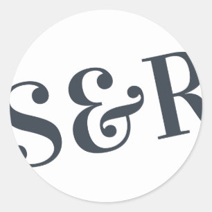 Big Monogram Modern Bold Simple Wedding Classic Round Sticker