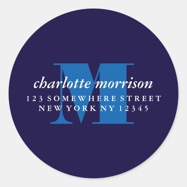Big Monogram Round Return Address Label (Front)