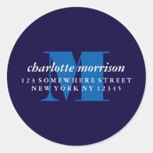 Big Monogram Round Return Address Label